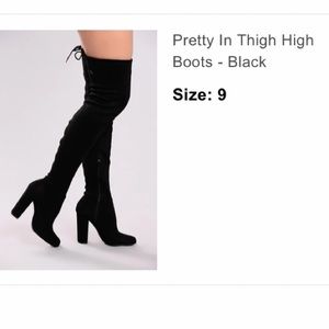 Fashion Nova thigh high black velvet boots